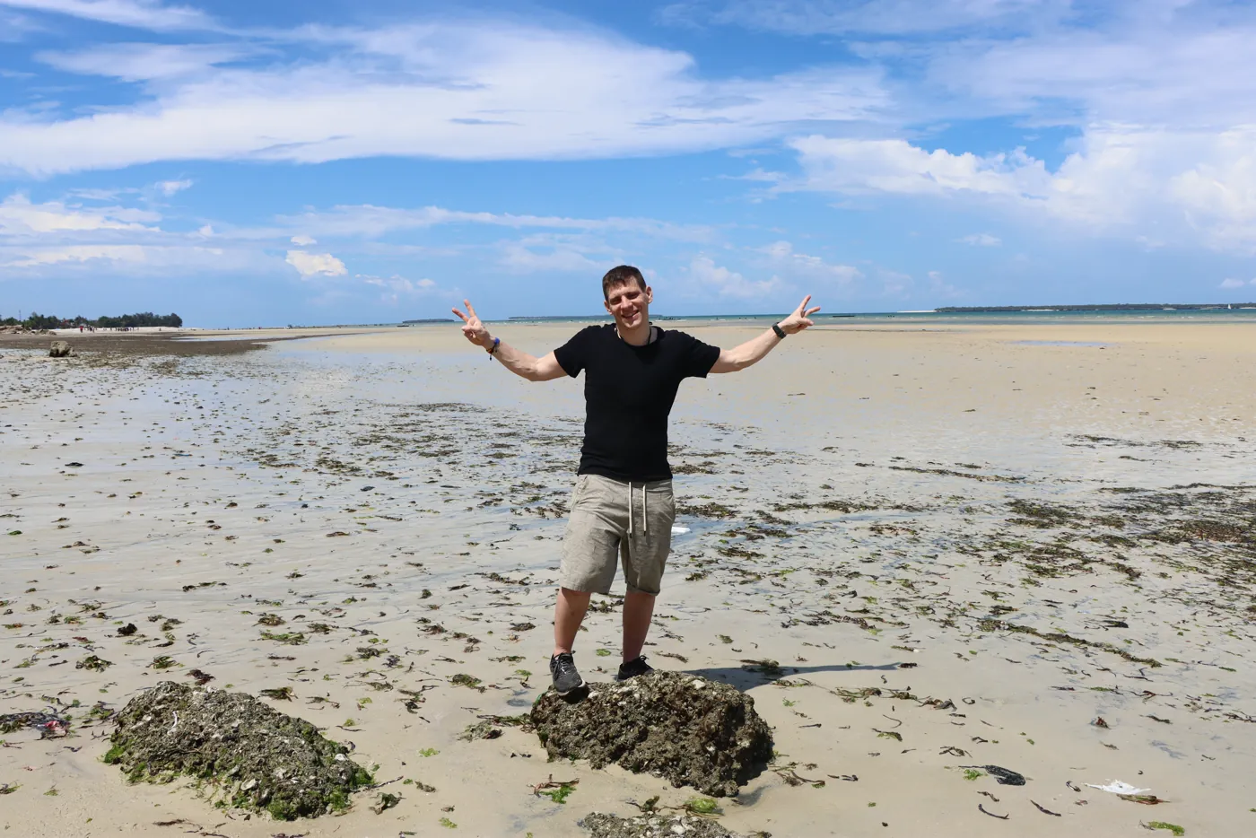 A traveller enjoying the coast of Zanzibar